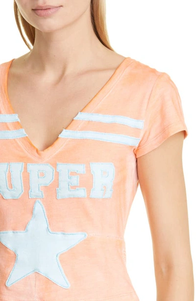 Shop Collina Strada Super Star Crop V-neck Cotton Top In Orange Creamsicle