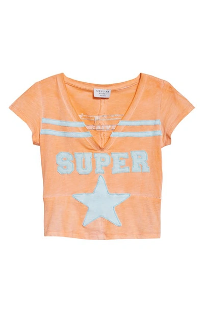 Shop Collina Strada Super Star Crop V-neck Cotton Top In Orange Creamsicle