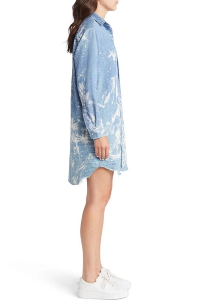 Shop Frank & Eileen Mary Splatter Long Sleeve Cotton Denim Shirtdress In Splatter Paint Denim