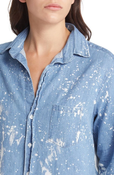 Shop Frank & Eileen Mary Splatter Long Sleeve Cotton Denim Shirtdress In Splatter Paint Denim