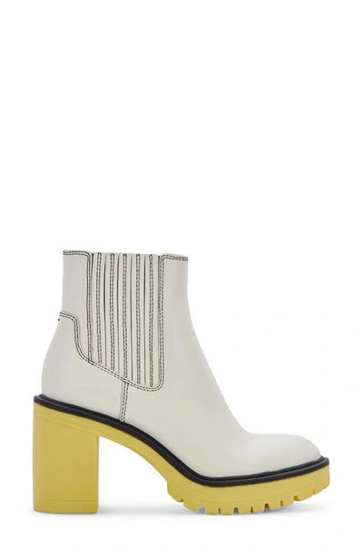 Shop Dolce Vita Caster H2o Waterproof Block Heel Bootie In White/ Green Leather H2o