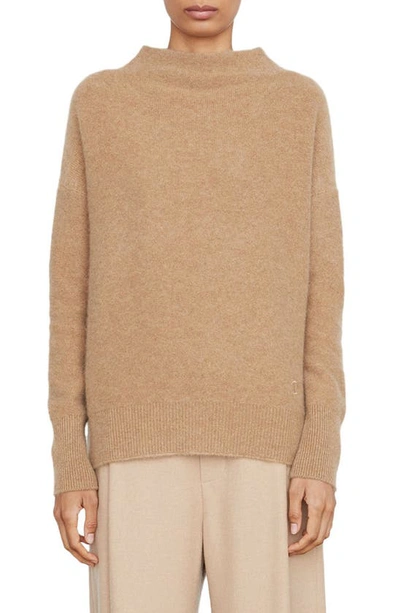 Shop Vince Boiled Cashmere Funnel Neck Pullover In H Sand Shell