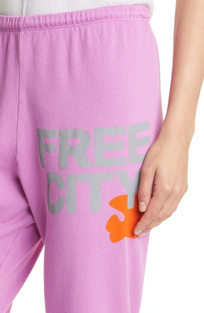 Shop Freecity Large Logo Sweatpants In Pink Juice