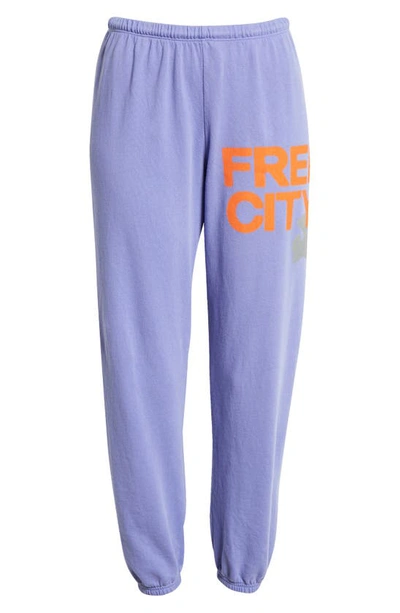 Shop Freecity Large Logo Sweatpants In Purple Juice