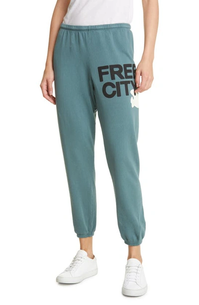 Shop Freecity Large Logo Sweatpants In Surplus Greens
