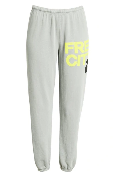 Shop Freecity Large Logo Sweatpants In Silver Rock