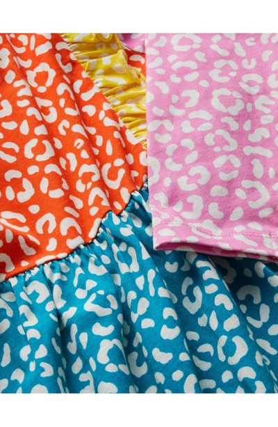 Shop Mini Boden Kids' Print Tiered Cotton Dress In Multi Leopard