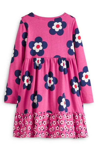 Shop Mini Boden Kids' Print Tiered Cotton Dress In Formica Pink Daisy