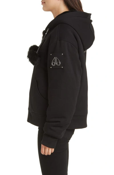 Shop Moose Knuckles Bergen Bunny Bomber Jacket With Genuine Shearling Trim In Black Wblack S