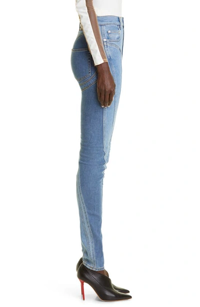 Shop Mugler Spiral Seam Skinny Jeans In 2903 Light Medium Blue