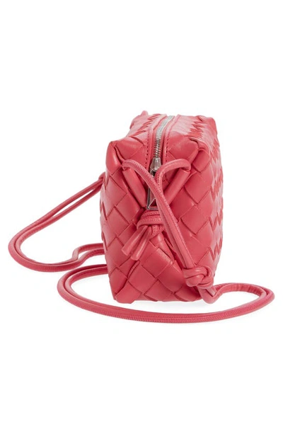 Shop Bottega Veneta Small Intrecciato Leather Crossbody Bag In Cranberry-silver