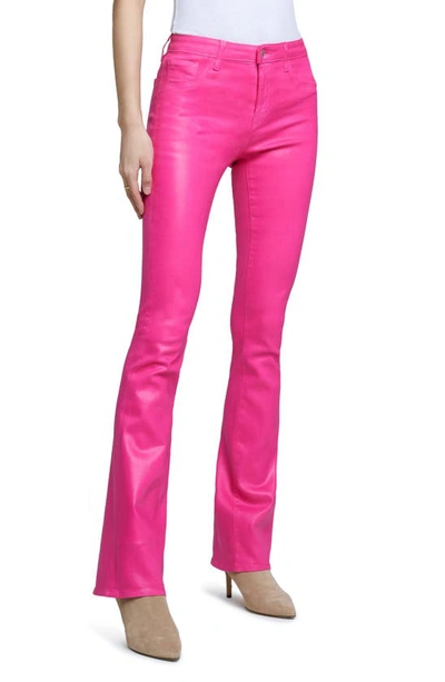 Shop L Agence Selma High Waist Baby Boot Jeans In Magenta Coated