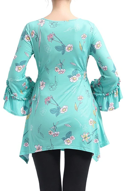 Kimi And Kai Sue Flare Sleeve Maternity/nursing Tunic In Multi Colored