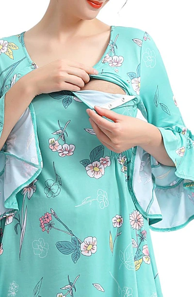 Kimi And Kai Sue Flare Sleeve Maternity/nursing Tunic In Multi Colored