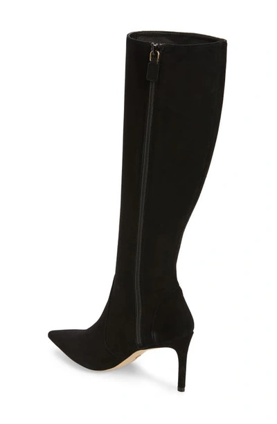 Stuart Weitzman Stuart 85 Knee High Pointed Toe Zip Boot In Black
