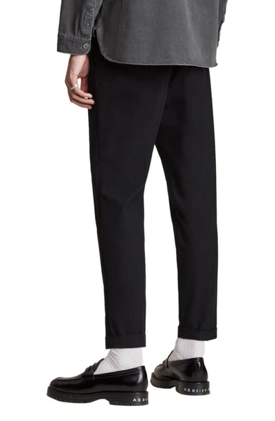 Shop Allsaints Tallis Pleated Cotton & Wool Trousers In Black