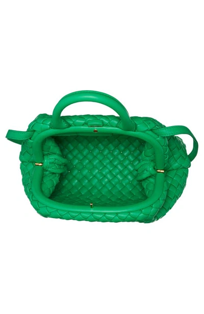 Shop Bottega Veneta Mini Intrecciato Leather Top Handle Bag In Parakeet-gold