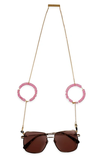 Shop Frame Chain Candy Pop Eyeglass Chain In Baby Pink/ Yellow Gold