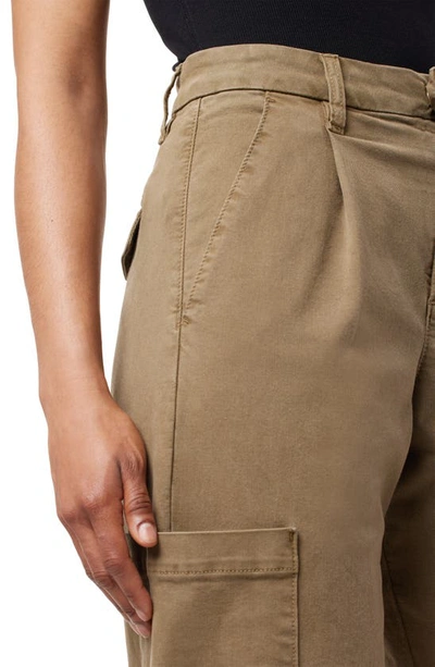 Shop Joe's Pleated High Waist Wide Leg Twill Cargo Pants In Capers