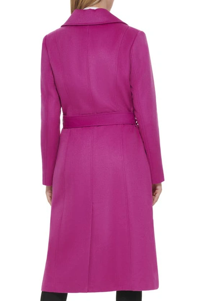 Shop Karl Lagerfeld Wool Blend Wrap Coat In Berry