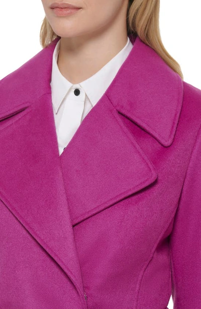 Shop Karl Lagerfeld Wool Blend Wrap Coat In Berry
