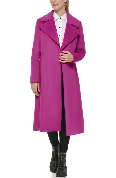 Shop Karl Lagerfeld Wool Blend Wrap Coat In Berry