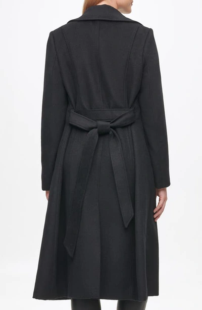 Shop Karl Lagerfeld Wool Blend Wrap Coat In Black