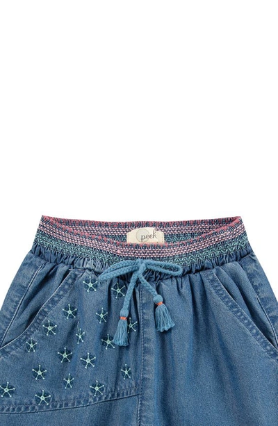 Shop Peek Aren't You Curious Kids' Wide Leg Embroidered Denim Pants In Indigo