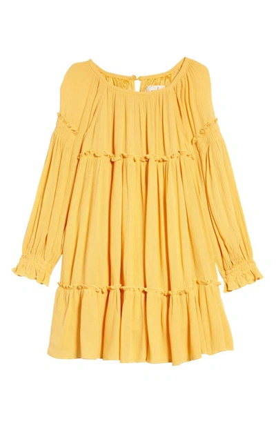 Shop Peek Aren't You Curious Kids' Tiered Gauze Dress In Yellow