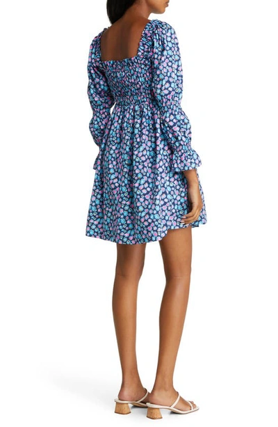 Shop Lilly Pulitzer Beyonca Spot Print Smocked Cotton Babydoll Dress In Nacy Spotted In The Wild