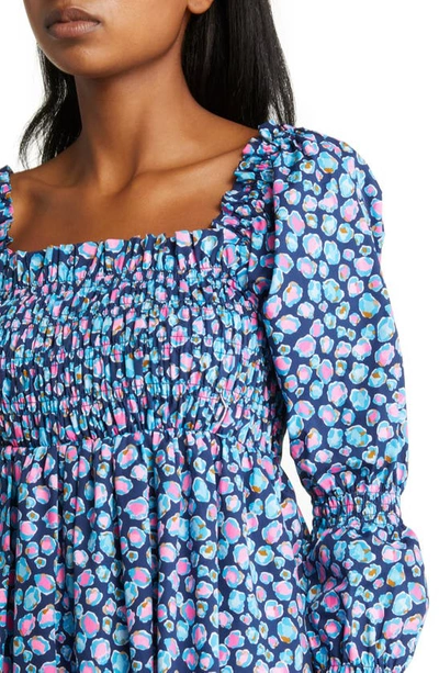 Shop Lilly Pulitzer Beyonca Spot Print Smocked Cotton Babydoll Dress In Nacy Spotted In The Wild