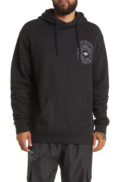 Shop Adidas Originals Ozworld French Terry Graphic Hoodie In Black