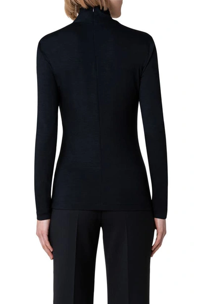 Akris Punto Turtleneck Long-sleeve Modal-stretch Top In Black