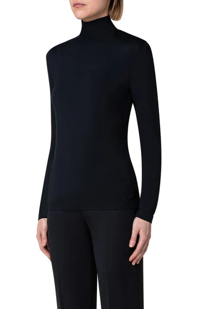 Akris Punto Turtleneck Long-sleeve Modal-stretch Top In Black