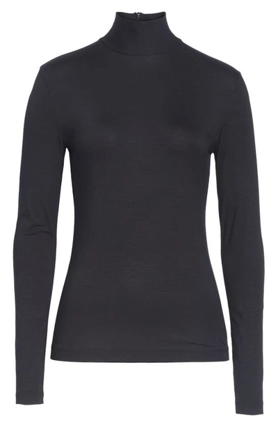 Akris Punto Turtleneck Long-sleeve Modal-stretch Top In Black