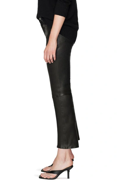 Shop Frame Le High Ankle Straight Leg Leather Jeans In Noir