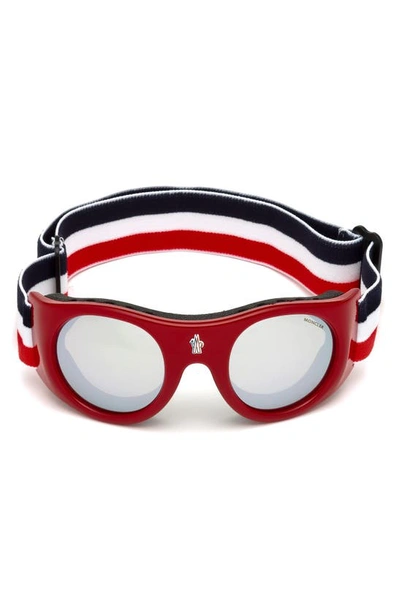 Shop Moncler Lunettes Moncler 55mm Round Sunglasses In Chamonix Red