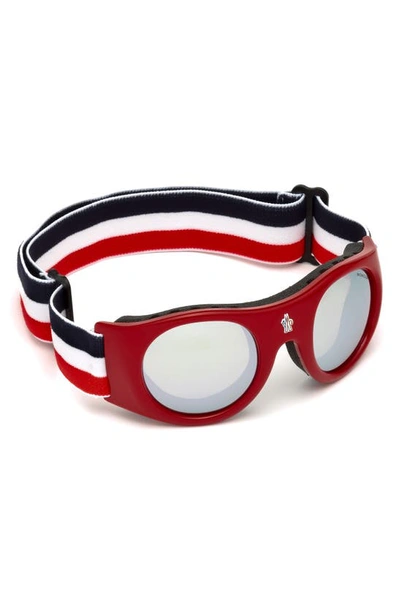 Shop Moncler Lunettes Moncler 55mm Round Sunglasses In Chamonix Red