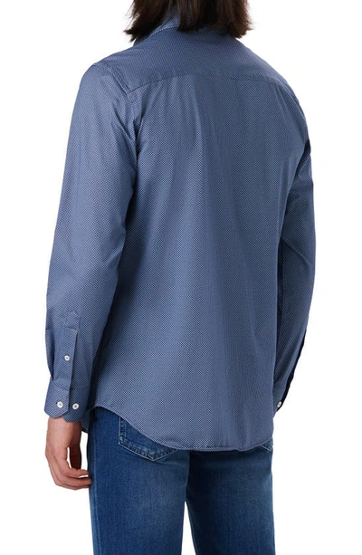 Bugatchi Men's Diamond-print Performance Knit Sport Shirt In Midnight