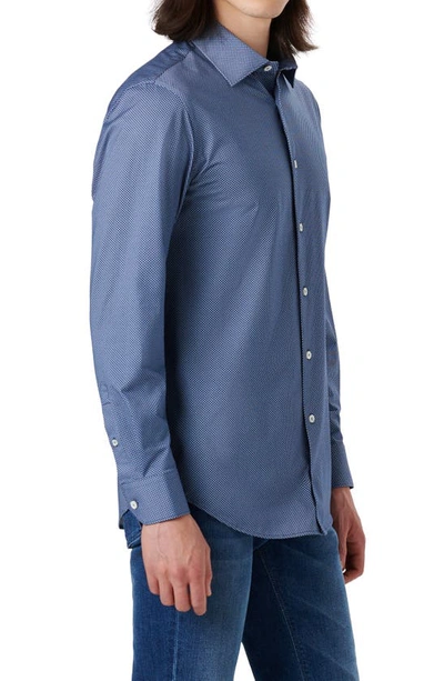 Bugatchi Men's Diamond-print Performance Knit Sport Shirt In Midnight