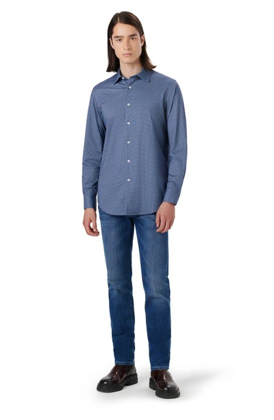 Bugatchi Men's Diamond-print Performance Knit Sport Shirt In Midnight