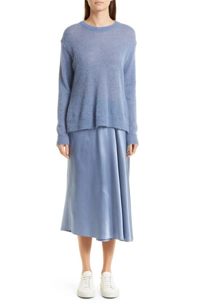 Shop Max Mara Coimbra Satin Midi Skirt In Cornflower Blue