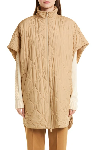 Shop Max Mara Odino Short Sleeve Quilted Coat In Albino