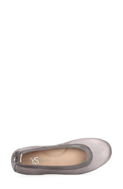 Shop Yosi Samra Samara Foldable Ballet Flat In Pewter