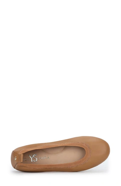 Shop Yosi Samra Samara Foldable Ballet Flat In Whiskey Leather