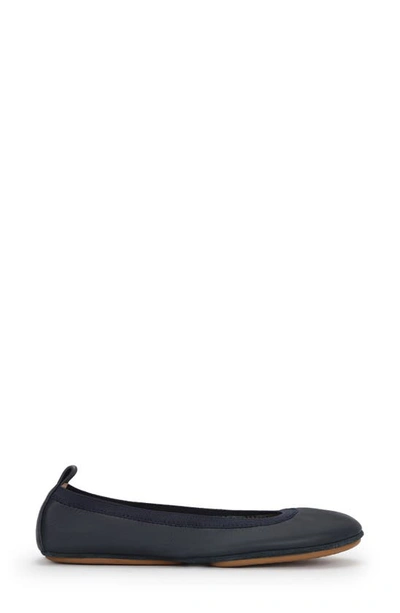 Shop Yosi Samra Samara Foldable Ballet Flat In Deep Navy Leather