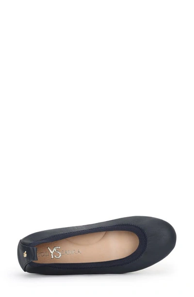 Shop Yosi Samra Samara Foldable Ballet Flat In Deep Navy Leather