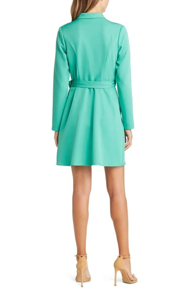 Shop Chi Chi London Faux Wrap Long Sleeve Blazer Dress In Green