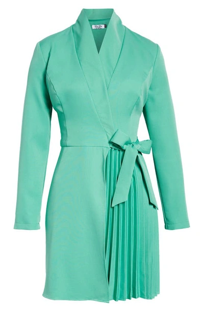 Shop Chi Chi London Faux Wrap Long Sleeve Blazer Dress In Green