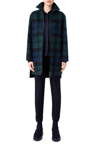 Shop Akris Reversible Double Face Cashmere Coat In 975 Gallus Green-navy